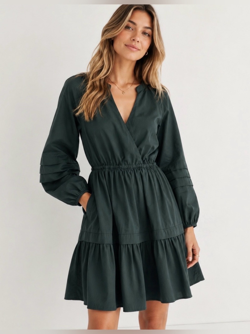 Madewell crinkle poplin faux-wrap mini dress size small